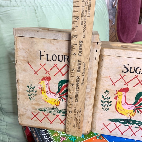MCM Wood Rooster Canister Set - Picture 2 of 7